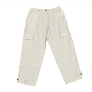 Women's Straight Ankle Linen Blend Pants - Cream - A New Day - 12